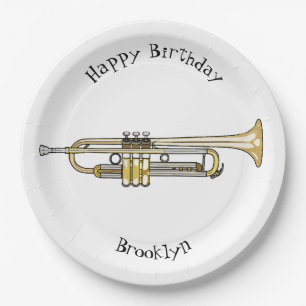 Trumpet cartoon illustration paper plate