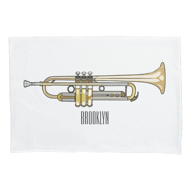 Trumpet cartoon illustration  pillowcase (Front)