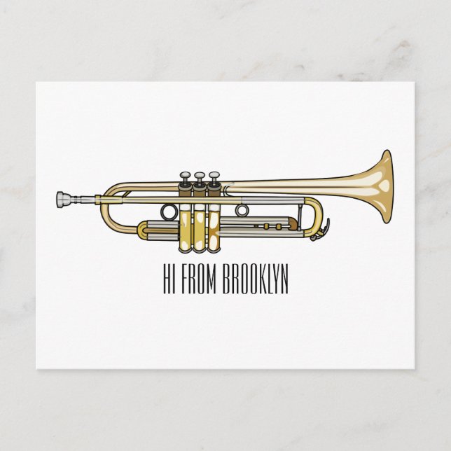 Trumpet cartoon illustration  postcard (Front)