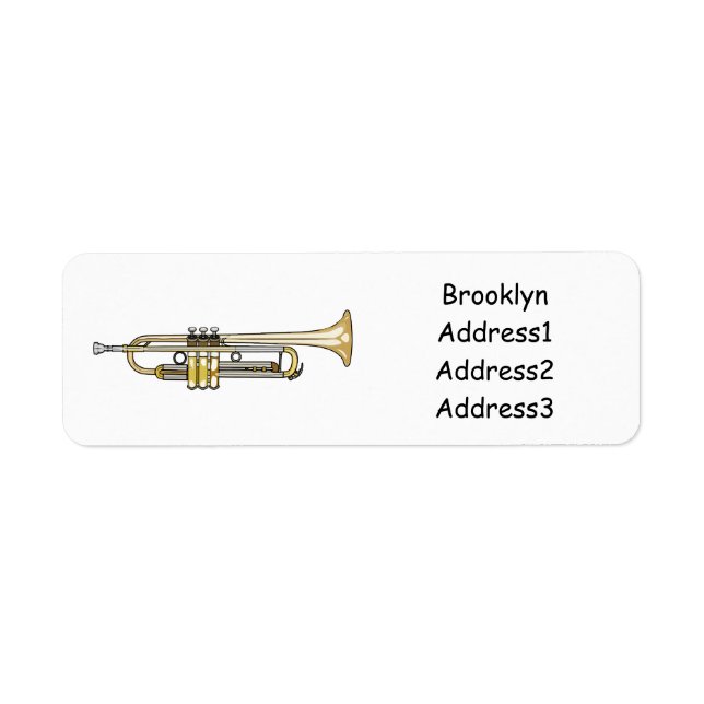 Trumpet cartoon illustration  return address label (Front)