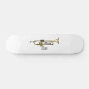 Trumpet cartoon illustration skateboard