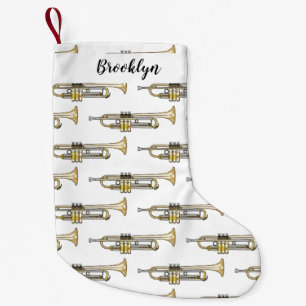 Trumpet cartoon illustration small christmas stocking
