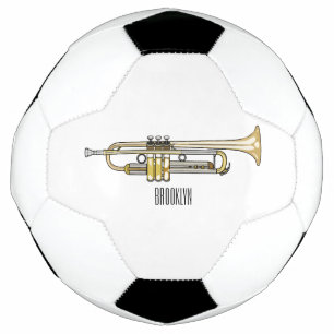 Trumpet cartoon illustration  soccer ball