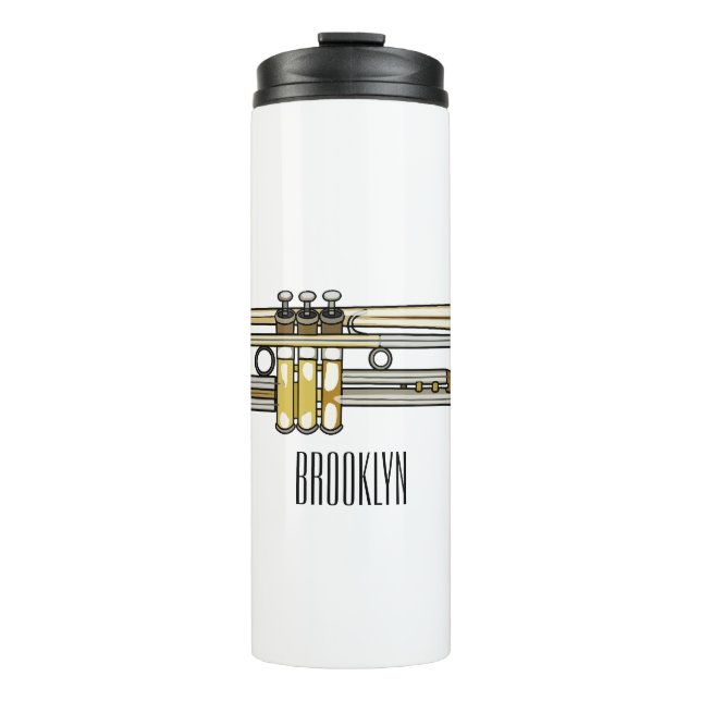 Trumpet cartoon illustration  thermal tumbler (Front)