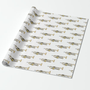 Trumpet cartoon illustration wrapping paper