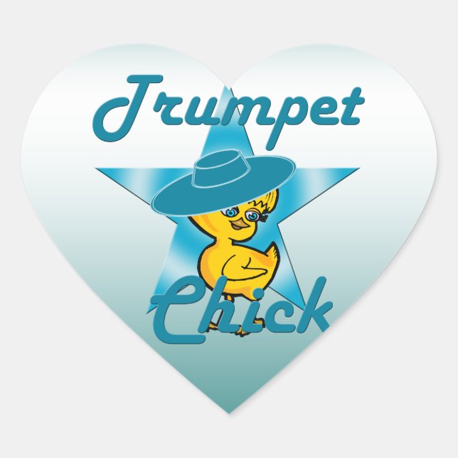 Trumpet Chick #7 Heart Sticker (Front)
