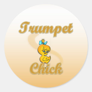 Trumpet Chick Classic Round Sticker