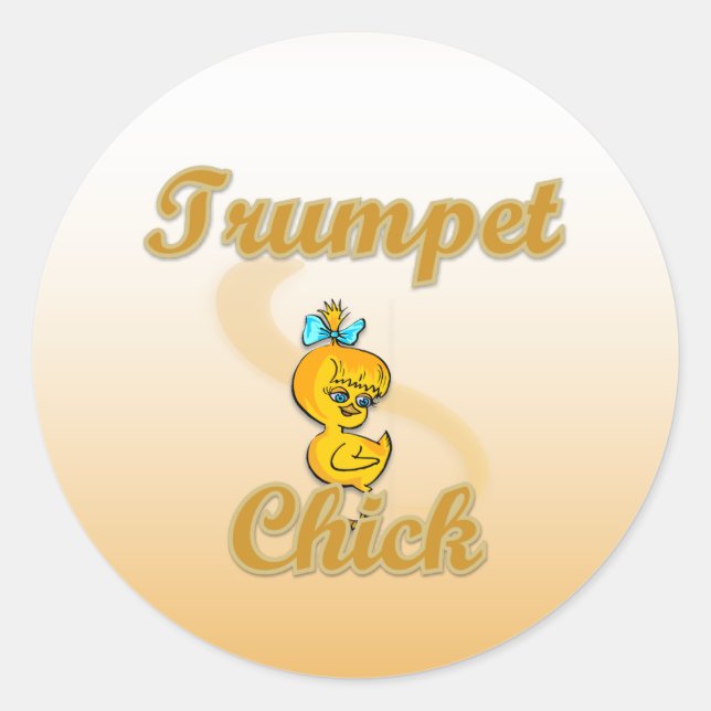 Trumpet Chick Classic Round Sticker (Front)