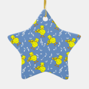 Trumpet Chick Music Notes Ceramic Ornament