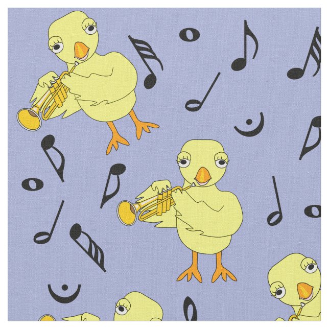 Trumpet Chick Music Notes  Fabric (Close Up)