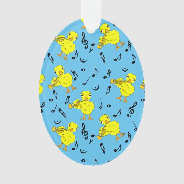 Trumpet Chick Music Notes Ornament (Front)
