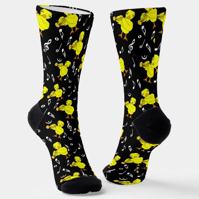 Trumpet Chick Music Notes Socks (Angled)