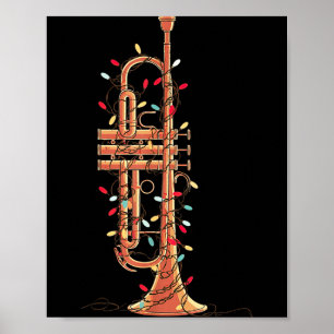 Trumpet Christmas Graphics Lights Lover Player Tru Poster