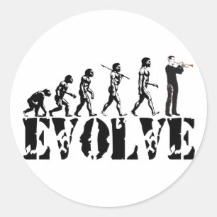 Trumpet Cornet Bugle Band Musical Music Evolution Classic Round Sticker