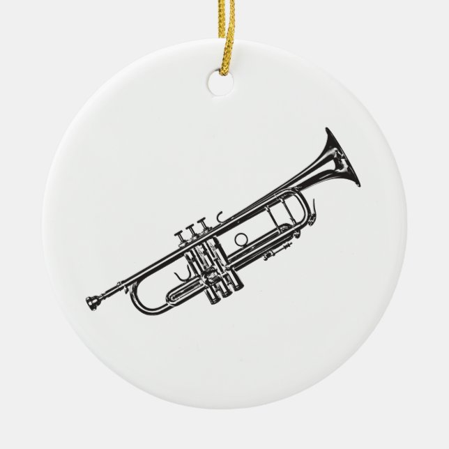 Trumpet "Drawing" Ceramic Ornament (Front)