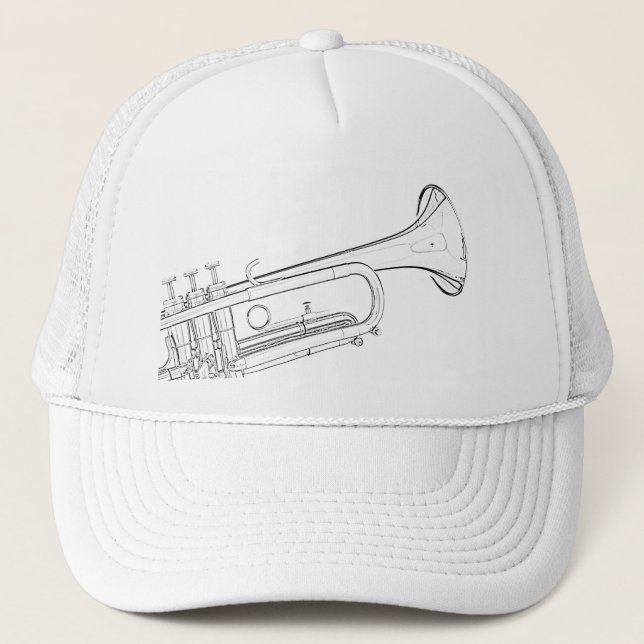 Trumpet Drawing Golf Cap or Hat (Front)