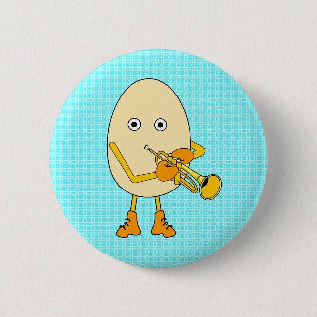 Trumpet Egghead 6 Cm Round Badge (Front)