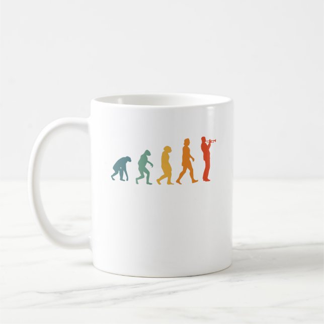 Trumpet Evolution Retro Player Musician Coffee Mug (Left)