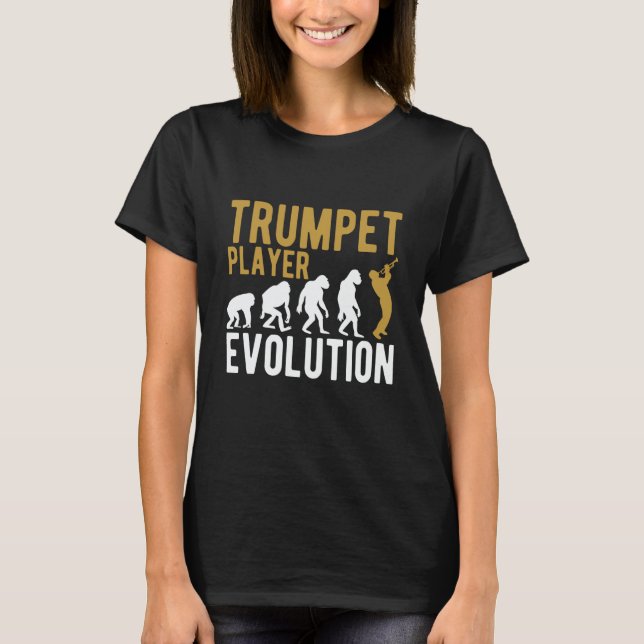 Trumpet Evolution Trumpet Jazz Sheet Music Jazz Mu T-Shirt (Front)
