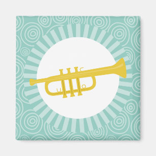 Trumpet Fun Turquoise Swirl Music Magnet