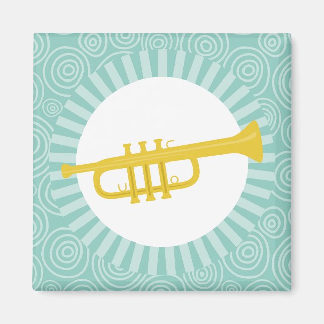 Trumpet Fun Turquoise Swirl Music Magnet (Front)