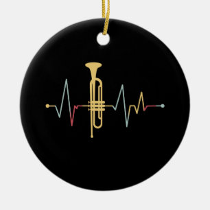 Trumpet Heartbeat Ceramic Ornament
