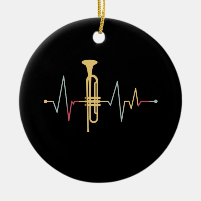 Trumpet Heartbeat Ceramic Ornament (Front)