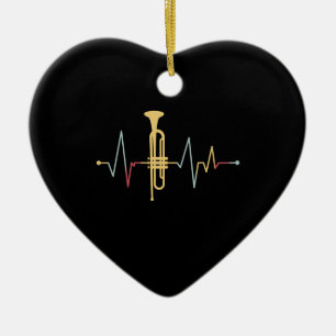Trumpet Heartbeat Ceramic Ornament