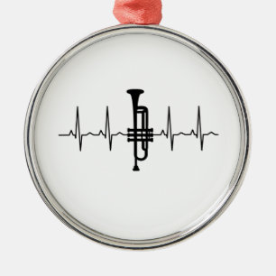 Trumpet Heartbeat Metal Ornament