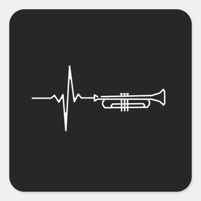 Trumpet Heartbeat Square Sticker (Front)