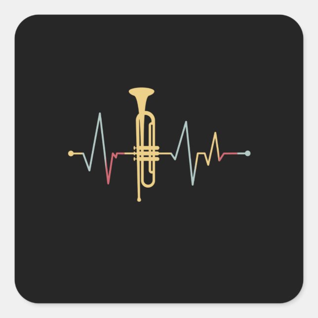 Trumpet Heartbeat Square Sticker (Front)