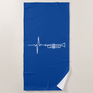 Trumpet Heartbeat Trumpet Player Gift Beach Towel