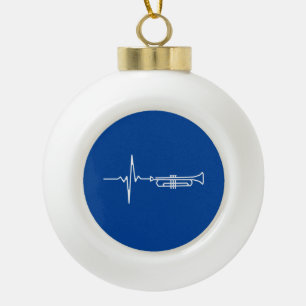 Trumpet Heartbeat Trumpet Player Gift Ceramic Ball Christmas Ornament