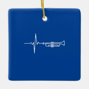 Trumpet Heartbeat Trumpet Player Gift Ceramic Ornament