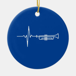Trumpet Heartbeat Trumpet Player Gift Ceramic Ornament