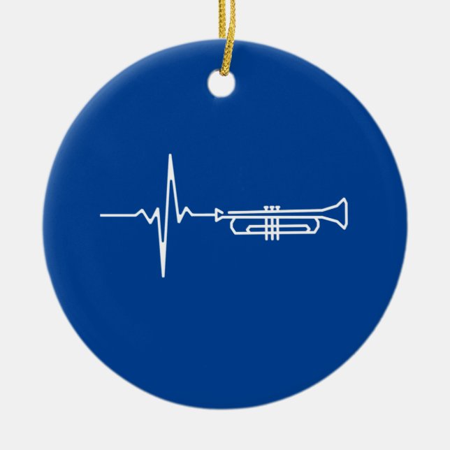Trumpet Heartbeat Trumpet Player Gift Ceramic Ornament (Front)