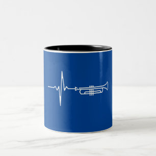 Trumpet Heartbeat Trumpet Player Gift Two-Tone Coffee Mug