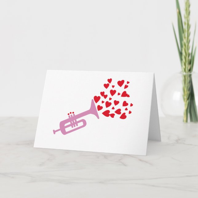 Trumpet Hearts Holiday Card (Front)