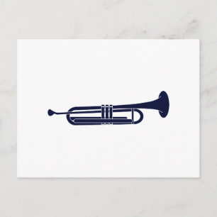 Trumpet Horizontal Solid Blue Musician Graphic Postcard