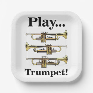Trumpet Instrument Musical Party Paper Plate