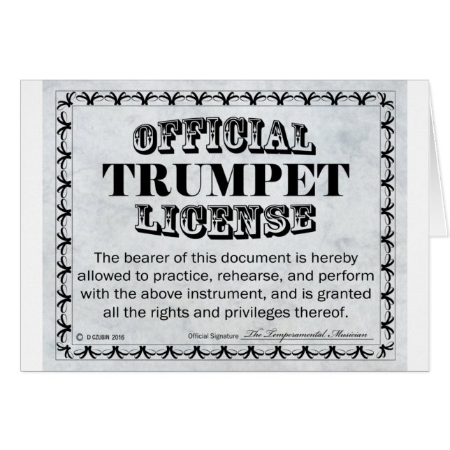 Trumpet License (Front Horizontal)