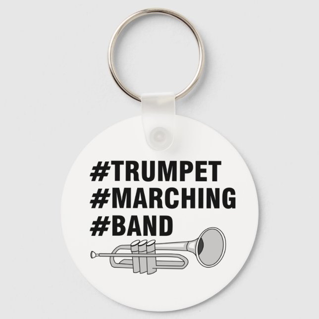 Trumpet Marching Band Hashtags Key Ring (Front)