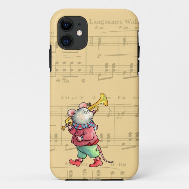 Trumpet Mouse on Sheet Music - Case-nate iPhone 5 Case-Mate iPhone Case (Back)