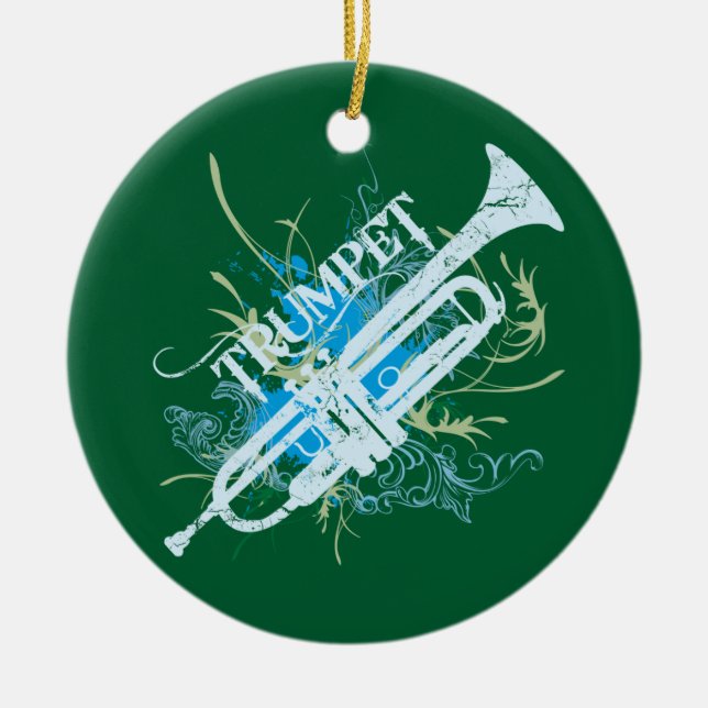 Trumpet Music Grunge Ornament (Front)
