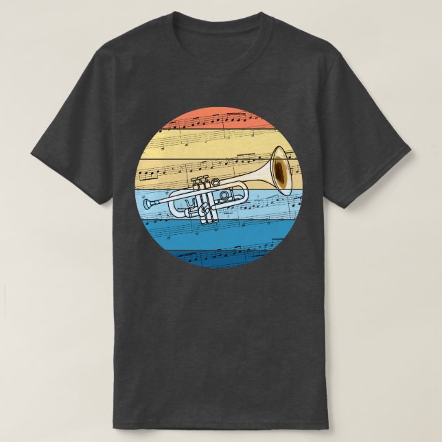 Trumpet Music Notation Trumpeter Brass Musician T-Shirt (Design Front)