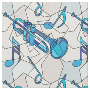 Trumpet Music Note Fragments Fabric