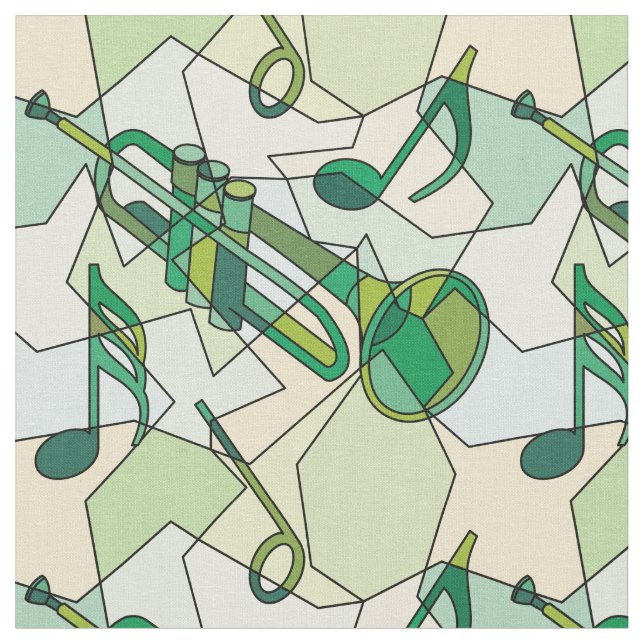 Trumpet Music Note Fragments Fabric (Close Up)
