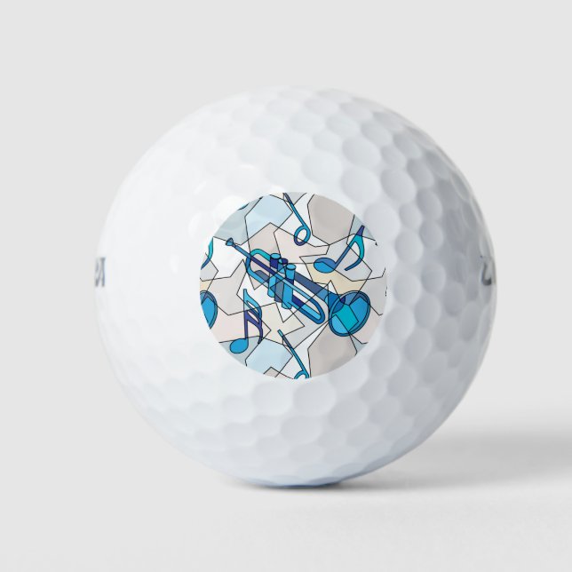 Trumpet Music Note Fragments Golf Balls (Front)