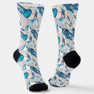 Trumpet Music Note Fragments Socks