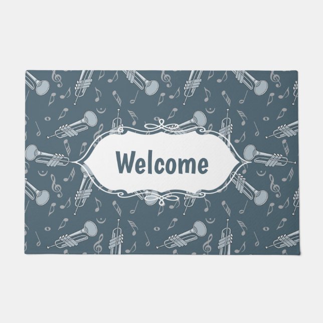 Trumpet Music Notes Pattern Doormat (Front)